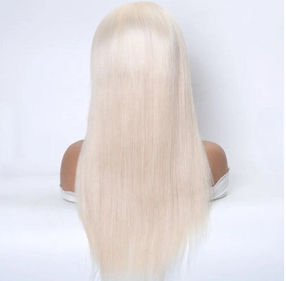 Stock Full Lace/Elastic Lace Slavic Ashy Blonde Straight Human Hair Wigs