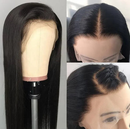 Stock 360 Degree Brazilian Natural Black Straight Human Hair Wigs