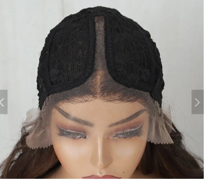 T-Part Lace Front Synthetic Black Heat Resistant Wavy Wig