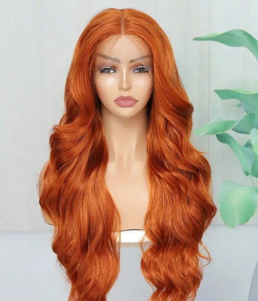 T-Part Lace Front Synthetic Ginger Heat Resistant Wavy Wig