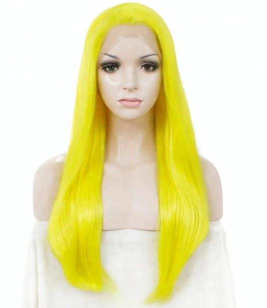 Stock Lace Front Celebrity Yellow Heat Resistant Straight Wave Synthetic Wigs