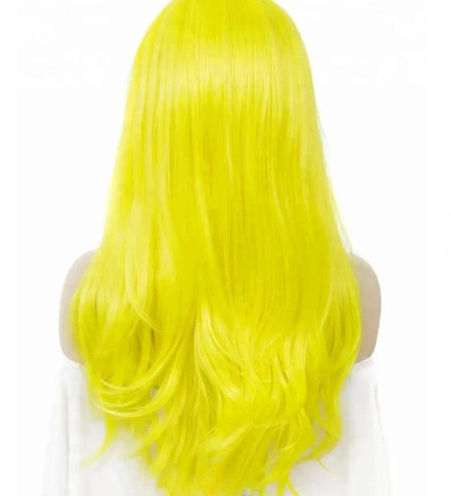 Stock Lace Front Celebrity Yellow Heat Resistant Straight Wave Synthetic Wigs