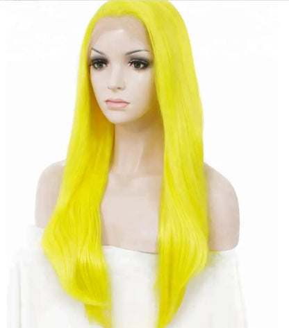 Stock Lace Front Celebrity Yellow Heat Resistant Straight Wave Synthetic Wigs