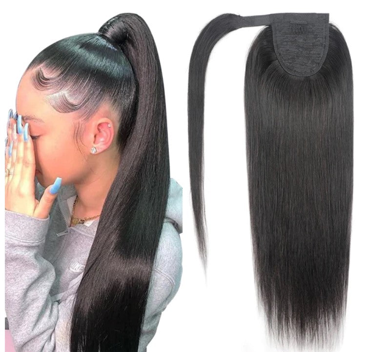 Stock Brazilian Natural Color Wefted Human Hair Ponytails 100 grams