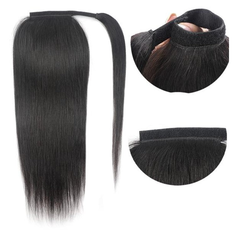 Stock Brazilian Natural Color Wefted Human Hair Ponytails 100 grams