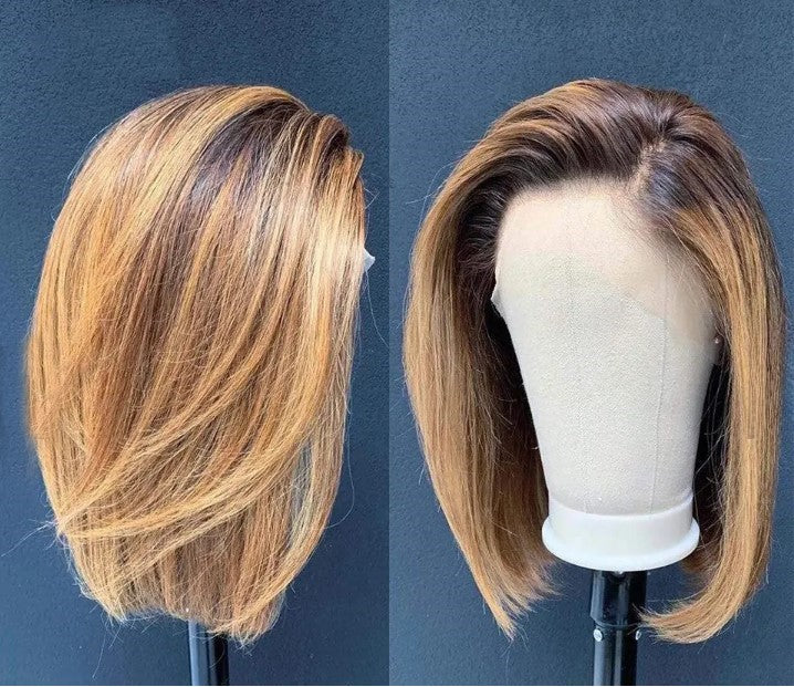 Stock Lace Front Brazilian Straight Bob Human Hair Wigs