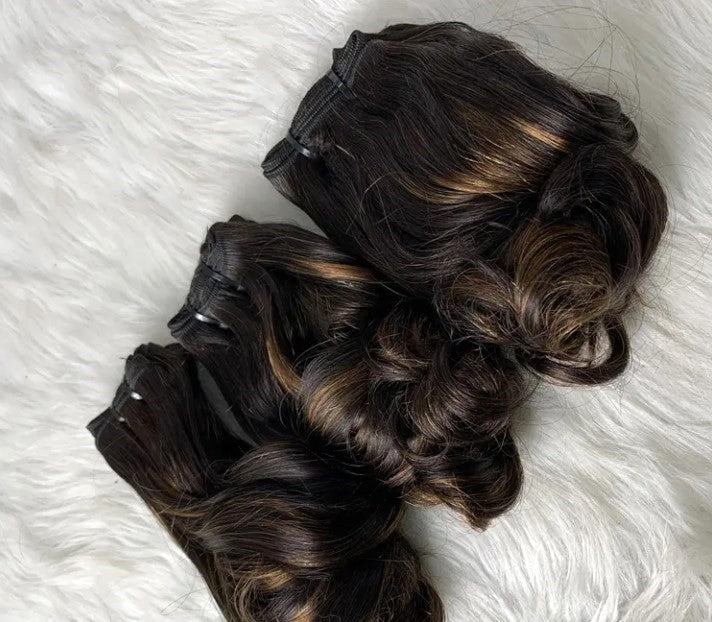 Stock Vietnamese Natural Color with HL Jenny Curl Double Drawn Human Hair Wefts