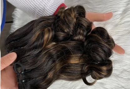 Lager Malaysisk Naturlig Svart/Ombre Deep Curl Dobbeltrukne menneskehårinnslag 300g 28"