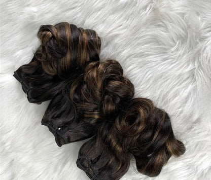 Stock Vietnamese Natural Color with HL Jenny Curl Double Drawn Human Hair Wefts