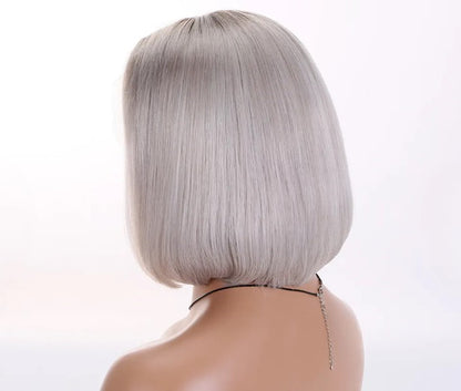 Custom Lace Front Indian Silver Gray Ombre Straight Human Wigs