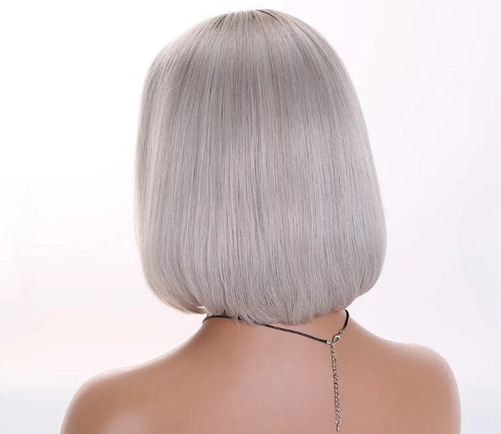 Custom Lace Front Indian Silver Gray Ombre Straight Human Wigs