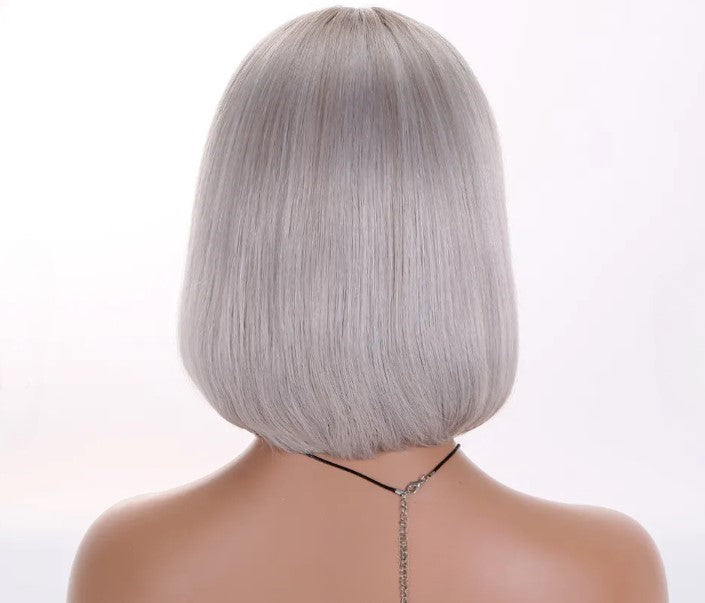 Custom Lace Front Indian Silver Gray Ombre Straight Human Wigs