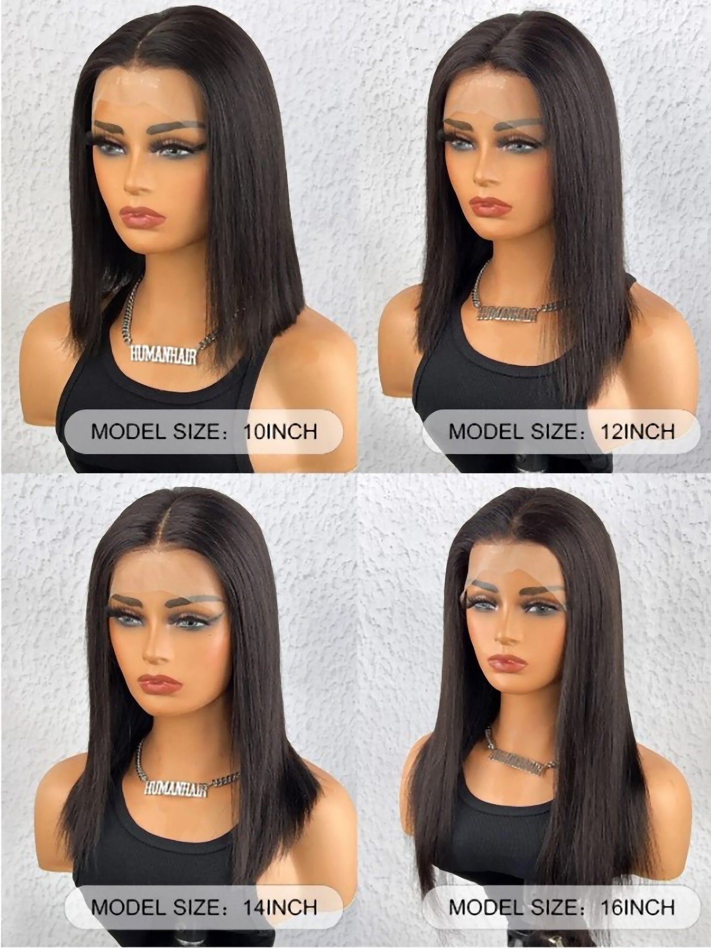 Stock Lace Front Brazilian Remy Natural Color Straight Bob Wigs