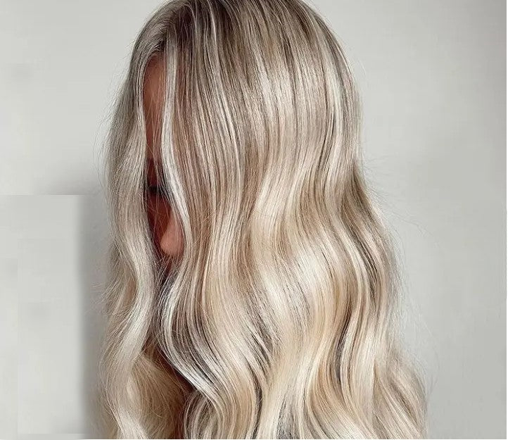 Stock European White Ombre Wavy with HL Human Hair Silk Topper