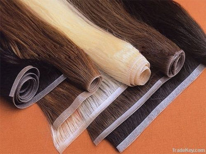 Custom European Double Drawn Invisible Skin Wefts Human Hair Extensions with PU