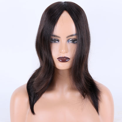 Stock Silk Base European Dark Brown Natural Straight Double Drawn Human Hair