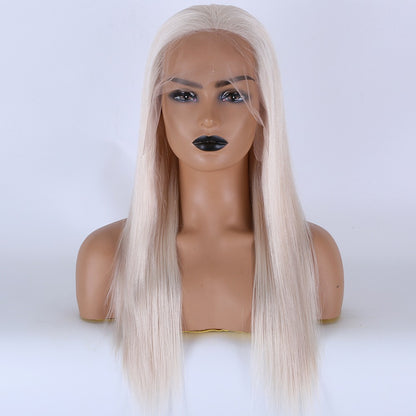 Stock HD Lace Front European Slavic Ash Blonde Straight Human Hair Wigs