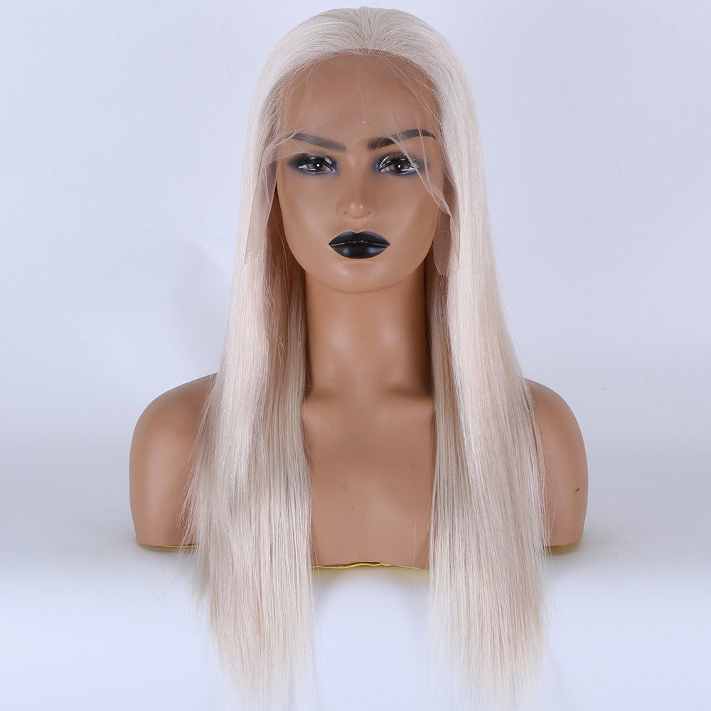 Stock Full Lace/Elastic Lace Slavic Ashy Blonde Straight Human Hair Wigs