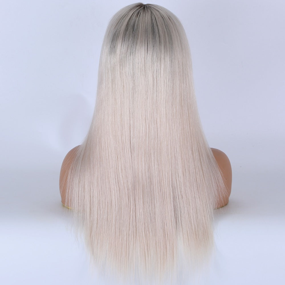 Stock HD Lace Front European Remy Slavic Ashy Blonde Ombre Straight Human Hair Wigs