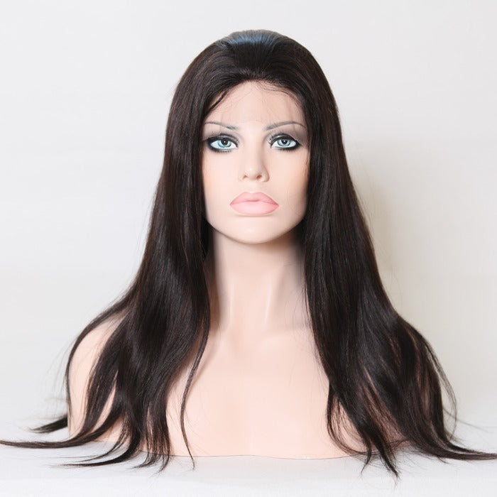 Stock Full Lace Indian Remy Natural Color Straight Human Hair Wigs