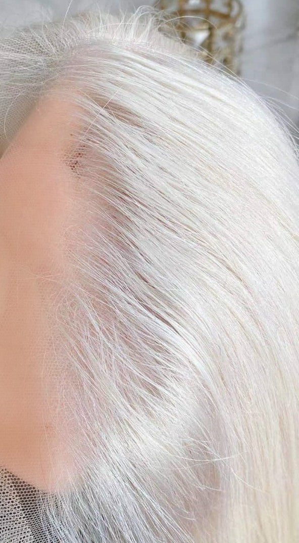 Custom Full Lace European Platinum Straight Double Drawn Human Hair Silk Top Wigs