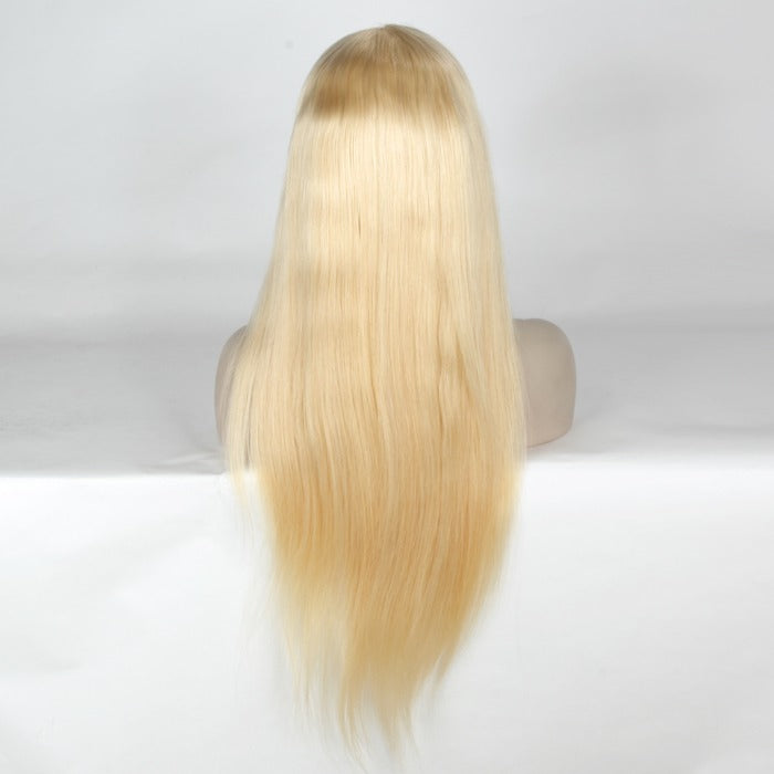 Stock Lace Front Indian Remy Blonde Straight Human Hair Wigs