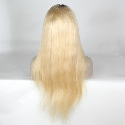 Stock Lace Front Indian Remy Blonde Ombre Straight Human Hair Wigs