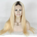 Stock Lace Front Indian Remy Blonde Ombre Straight Human Hair Wigs
