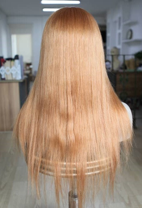 Stock Full Lace Glueless European Copper Straight Human Hair Wig 18" Silk Top 4.5" x 4.5" 100% Density