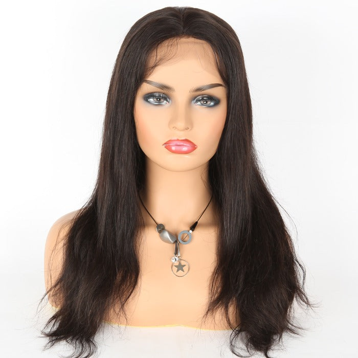 Stock Full Lace Indian Remy Natural Color Straight Human Hair Wigs