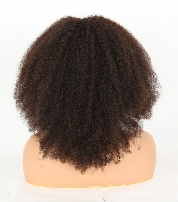 Stock Full Lace Chinese Natural Color Afro Curl Human Hair Wig