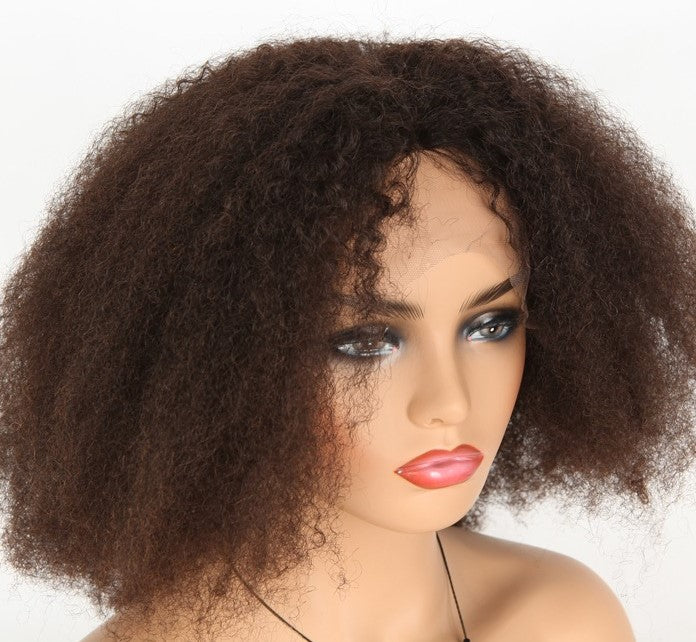 Stock Full Lace Chinese Natural Color Afro Curl Human Hair Wig