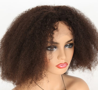 Stock Full Lace Chinese Natural Color Afro Curl Human Hair Wig