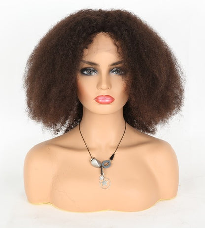 Stock Full Lace Chinese Natural Color Afro Curl Human Hair Wig