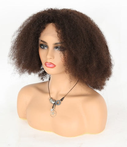 Stock Full Lace Chinese Natural Color Afro Curl Human Hair Wig