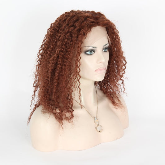 Lager full blonder kinesisk #33 Kinky Curl rett menneskehår parykk 16" 120 % tetthet