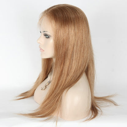 Stock Full Lace Brazilian Strawberry Auburn Blonde Evenly Blended Human Hair Wig