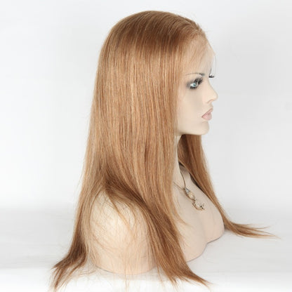 Stock Full Lace Brazilian Strawberry Auburn Blonde Evenly Blended Human Hair Wig