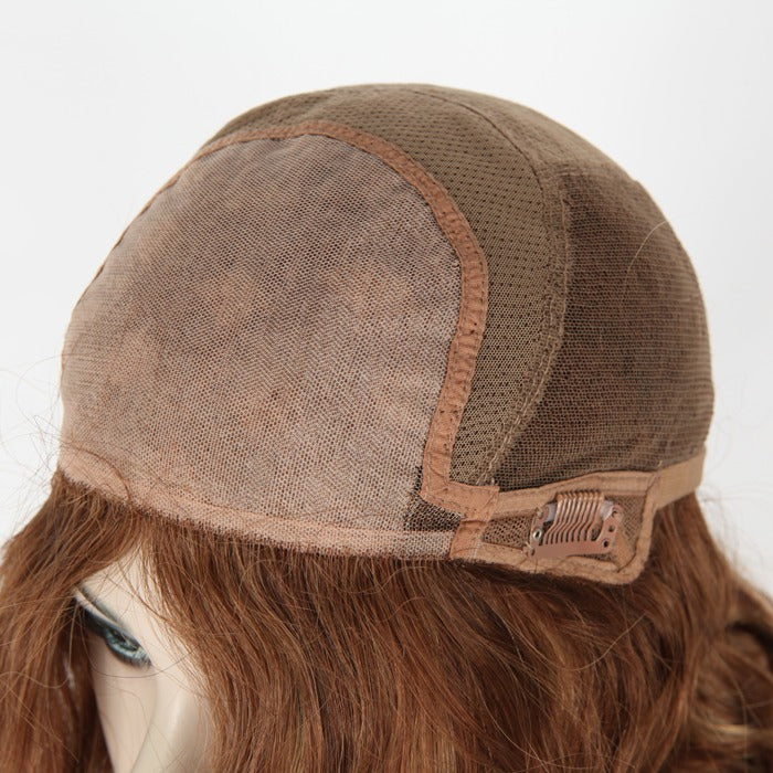 Stock Glueless European Rooted Brown with HL Loose Big Curl Human Hair Silk Top Wig