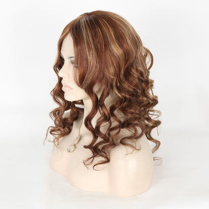 Stock Glueless European Rooted Brown with HL Loose Big Curl Human Hair Silk Top Wig