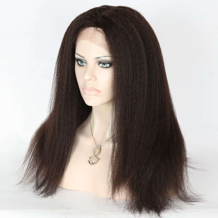 Stock Full Lace Brazilian Natural Color Kinky Straight Human Hair Wig