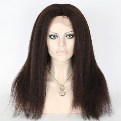 Stock Full Lace Brazilian Natural Color Kinky Straight Human Hair Wig