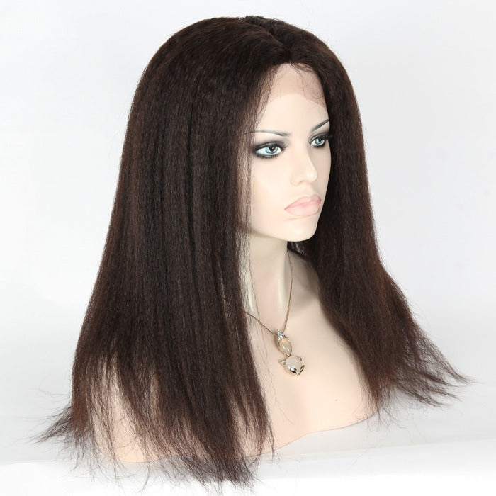 Stock Full Lace Brazilian Natural Color Kinky Straight Human Hair Wig