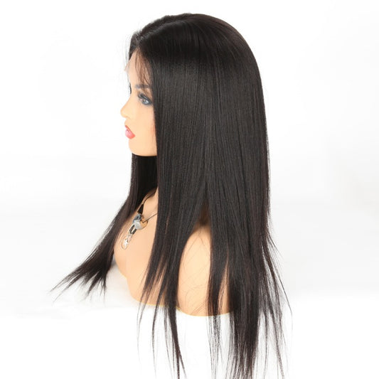 Stock Full Lace Brazilian Black Yaki/Light Yaki Human Hair Wigs