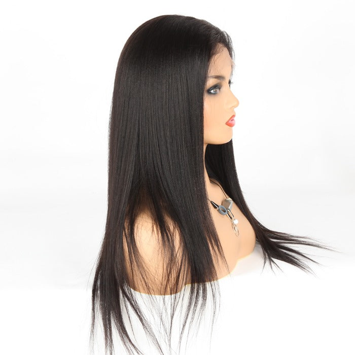 Stock Full Lace Brazilian Black Yaki/Light Yaki Human Hair Wigs