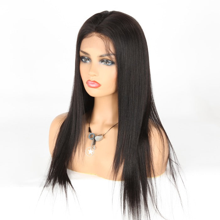 Stock Full Lace Brazilian Black Yaki/Light Yaki Human Hair Wigs