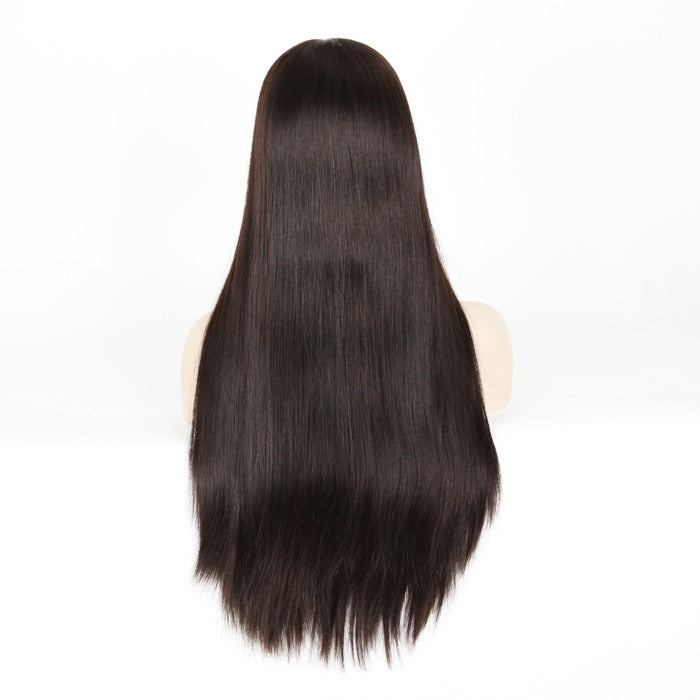 Stock Silk Top European Dark Brown Straight Human Hair Jewish Wig