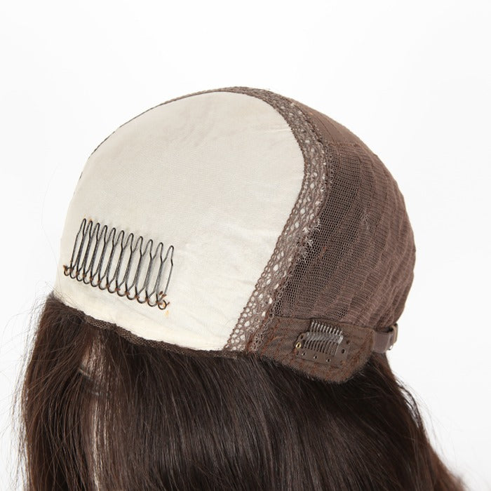 Stock Silk Top European Dark Brown Straight Human Hair Jewish Wig