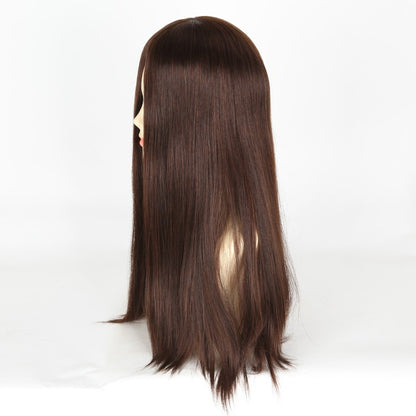 Stock Silk Top European Light Dark Brown Straight Human Hair Jewish Wig