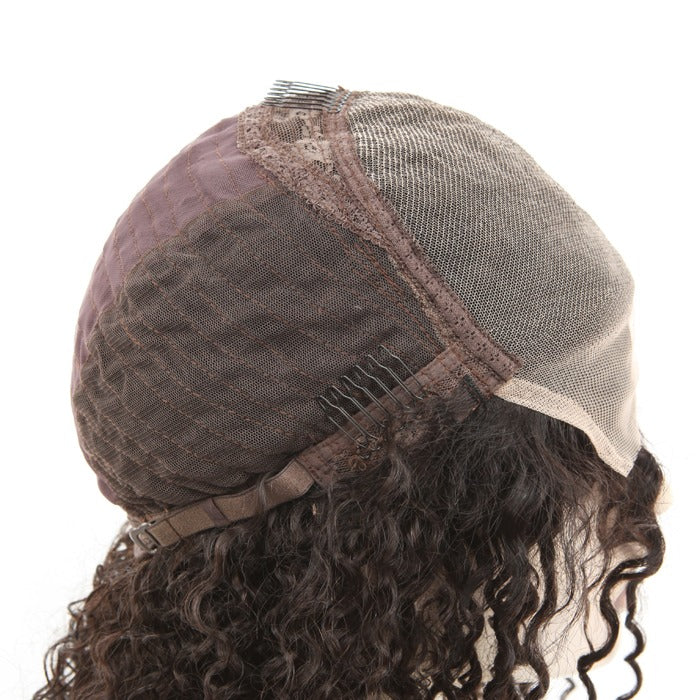 Stock Indian Remy Natural Color Deep Wave Closure Human Hair Wigs